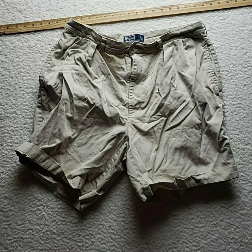 Polo Ralph Lauren Shorts Mens 36 Beige Tyler Short Pleated Chino 11 Inseam